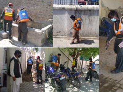 بلدیہ حضرو اور ریسکیو1122 کا حضرومیں کورونا وائرس سے بچائو کیلئے سپرے آپریشن