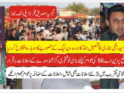 سید زلفی بخاری کا تحصیل جنڈ کا دورہ، ن لیگ کے منصوبے کا دوبارہ افتتاح کر دیا