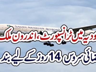 سعودیہ میں ٹرانسپورٹ، اندرون ملک فضائی سروس 14 روز کے لیے بند
