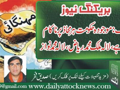 حکومت ہر محاذ پر ناکام ہوچکی ہے ، لالہ ملک ریاض، لالہ محمد نوازش